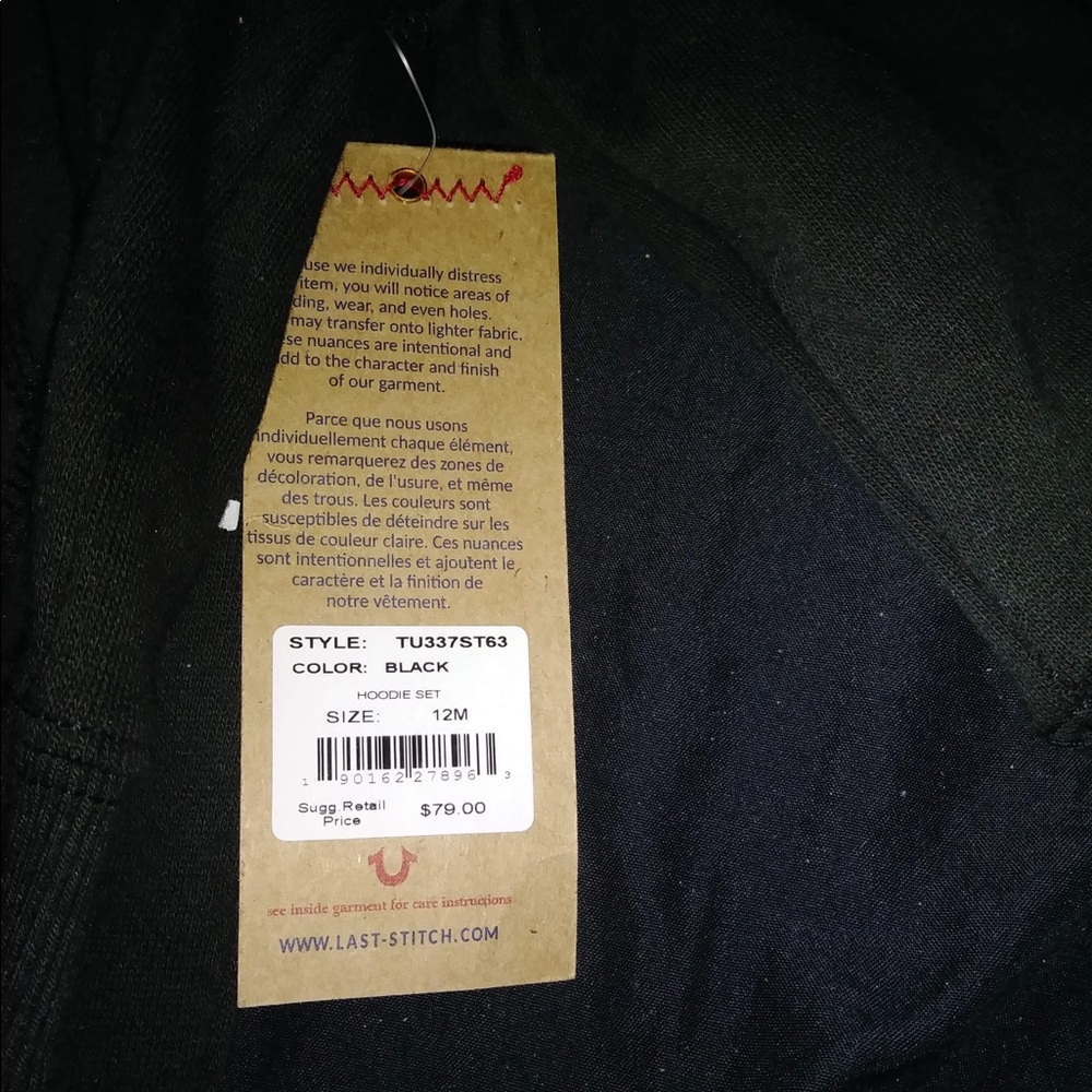 All black True Religion sweatsuit 12 months